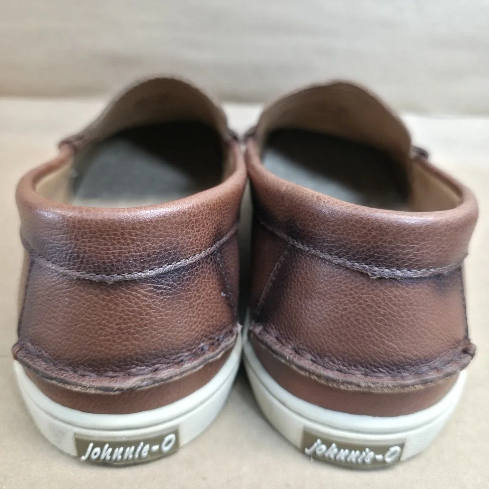 Johnnie-O Mens (12 M) Santa Monica Penny Loafers Leather Slip On Brown Shoes